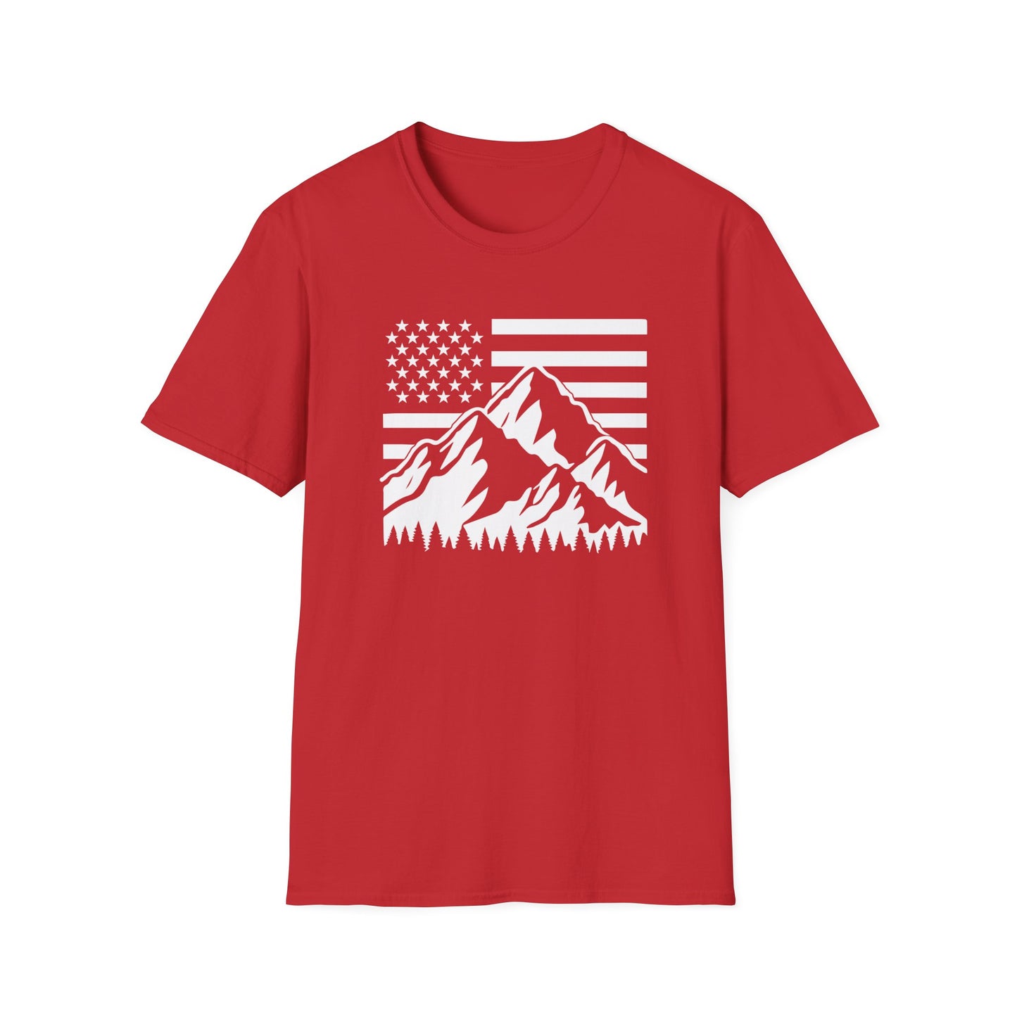 Patriotic Mountain T-Shirt - American Flag Outdoor Graphic Tee - Perfect for Nature Lovers - 2024 Election Shirt