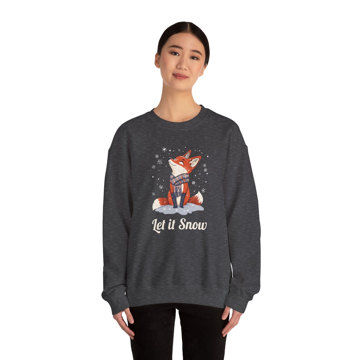 Cozy Winter Fox Sweatshirt | Let it Snow Christmas Sweater, Cute Animal Lover Gift, Wildlife Pullover, Holiday Gift for Fox Lovers