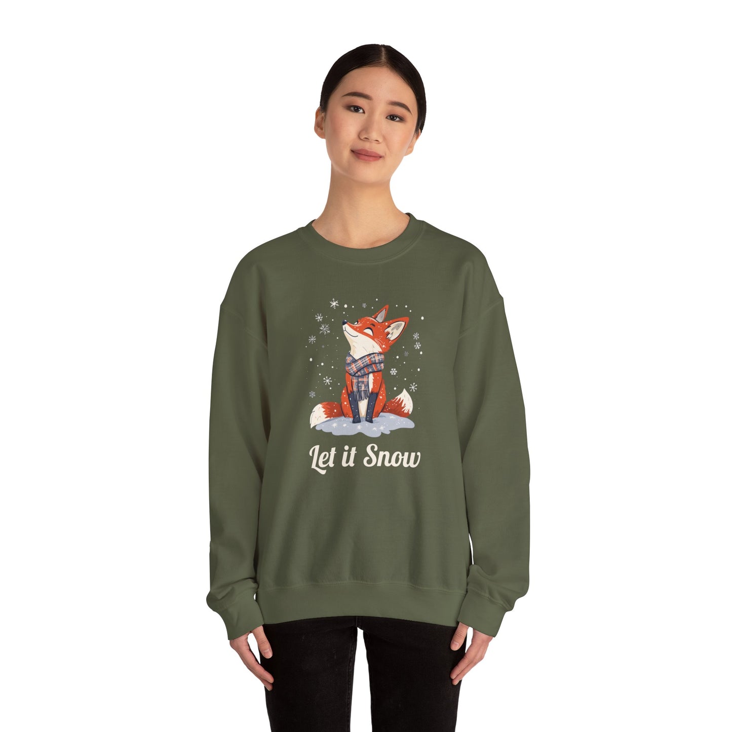 Cozy Winter Fox Sweatshirt | Let it Snow Christmas Sweater, Cute Animal Lover Gift, Wildlife Pullover, Holiday Gift for Fox Lovers