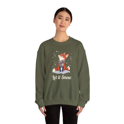 Cozy Winter Fox Sweatshirt | Let it Snow Christmas Sweater, Cute Animal Lover Gift, Wildlife Pullover, Holiday Gift for Fox Lovers