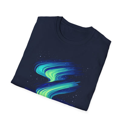 Northern Lights T-Shirt Aurora Borealis Minimalistic Top for Stargazers and Outdoor Enthusiasts, Casual Nature Graphic Tee Gift