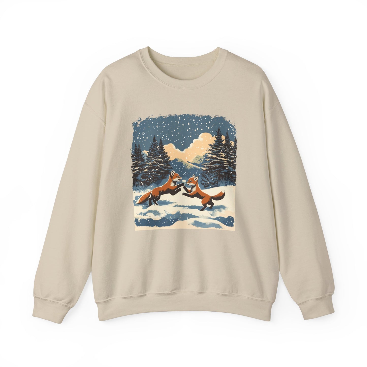 Cozy Winter Fox Sweatshirt | Retro Woodland Wildlife Christmas Sweater, Fox in Snow Pullover, Winter Nature Sweatshirt, Wildlife Animal Gift