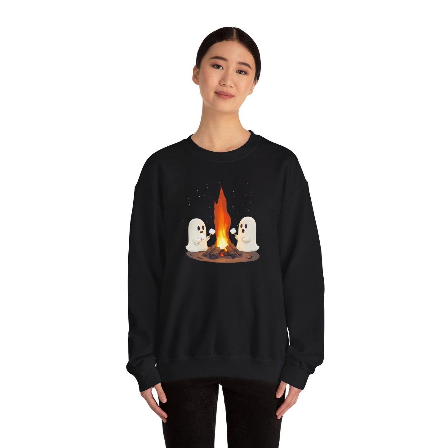 Halloween Ghost Campfire Sweatshirt, Camping Sweatshirt, Cute Spooky Tee, Halloween Party Outfit, Halloween 2024, Ghostly Campfire