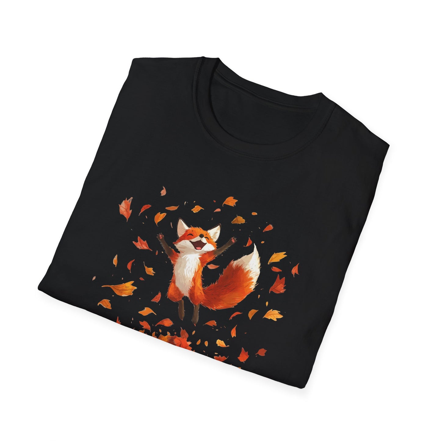 Fox Jumping in Autumn Leaves T-Shirt | Cute Fall Graphic Tee | Cozy Seasonal Shirt for Nature Lovers | Perfect Autumn Apparel Gift