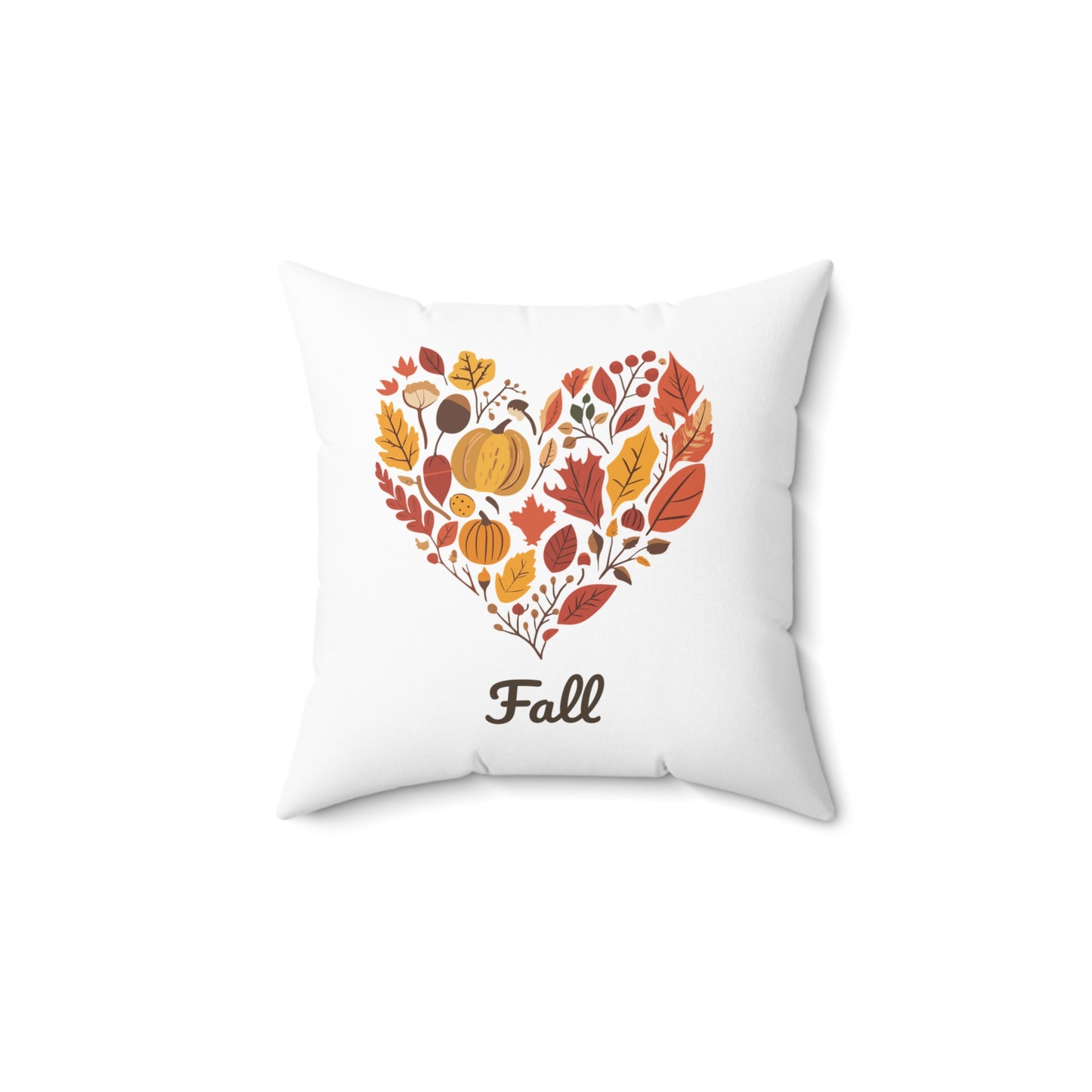 Cozy Heart Fall Throw Pillow | Autumn Decor | Fall Leaves Design | Nature-Inspired Thanksgiving Accent Pillow | Love Fall Home Decor