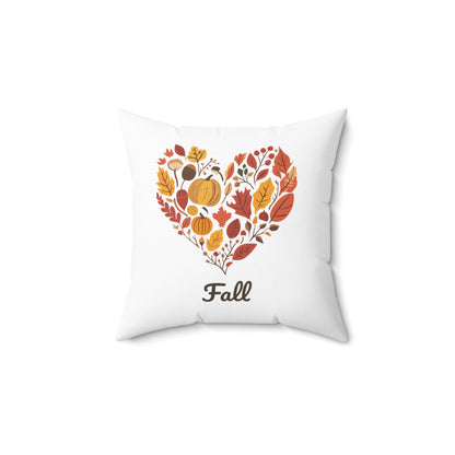 Cozy Heart Fall Throw Pillow | Autumn Decor | Fall Leaves Design | Nature-Inspired Thanksgiving Accent Pillow | Love Fall Home Decor