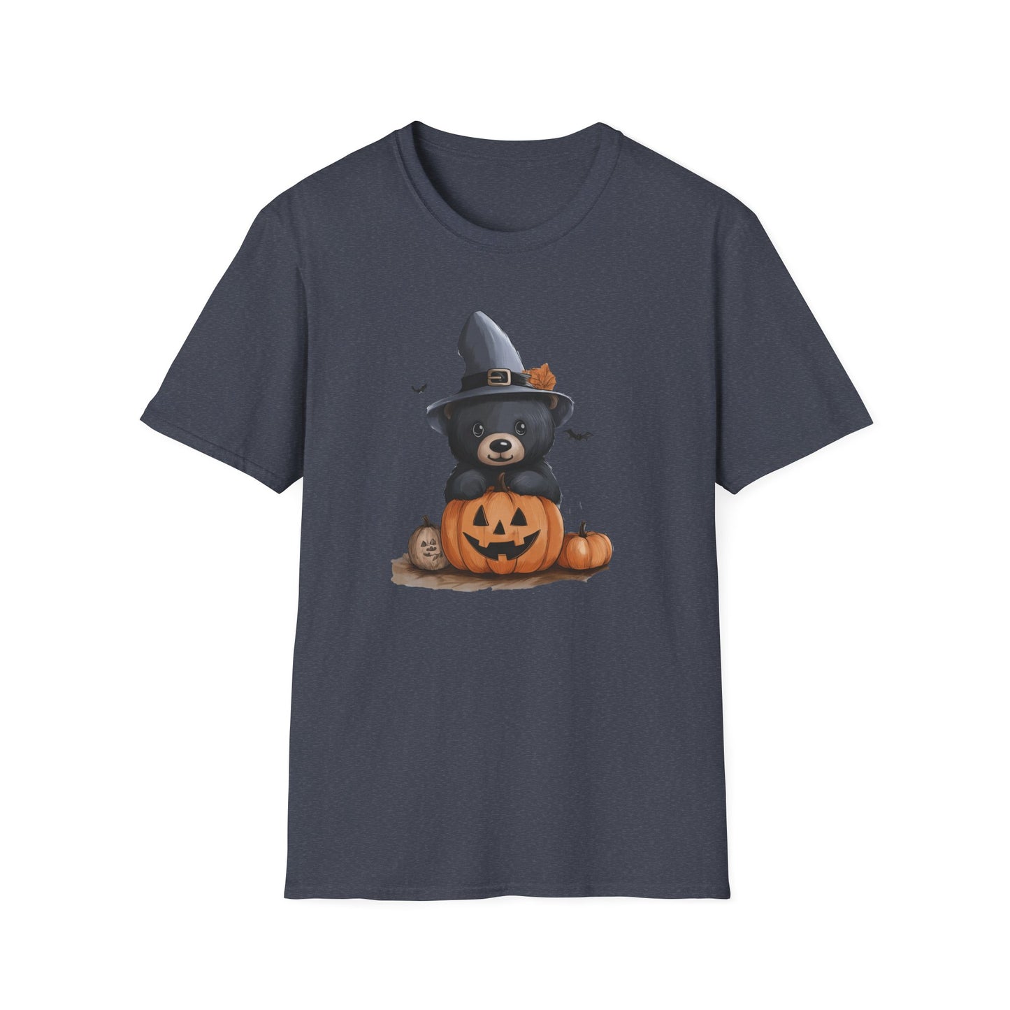 Cute Halloween Bear T-Shirt | Adorable Forest Animal with Pumpkin Design | Witch Bear Halloween Tee