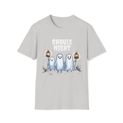 Ghouls Night Halloween Ghost Lantern T-Shirt, Spooky Outdoor Tee for Women, Cute Halloween Graphic Shirt, Girls Night