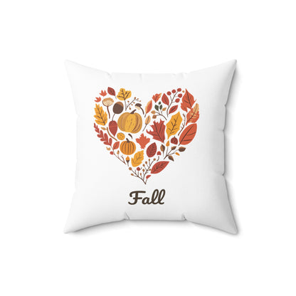 Cozy Heart Fall Throw Pillow | Autumn Decor | Fall Leaves Design | Nature-Inspired Thanksgiving Accent Pillow | Love Fall Home Decor