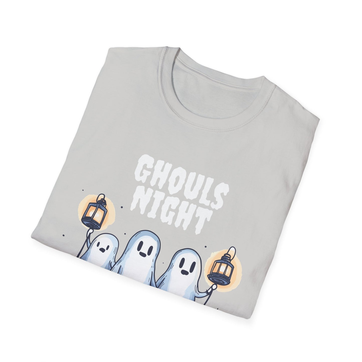 Ghouls Night Halloween Ghost Lantern T-Shirt, Spooky Outdoor Tee for Women, Cute Halloween Graphic Shirt, Girls Night