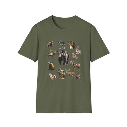 Rocky Mountain Wildlife T-Shirt - North American Wildlife Graphic Tee, Nature Lover & Hiker Shirt, Wildlife Gift for Animal Lovers