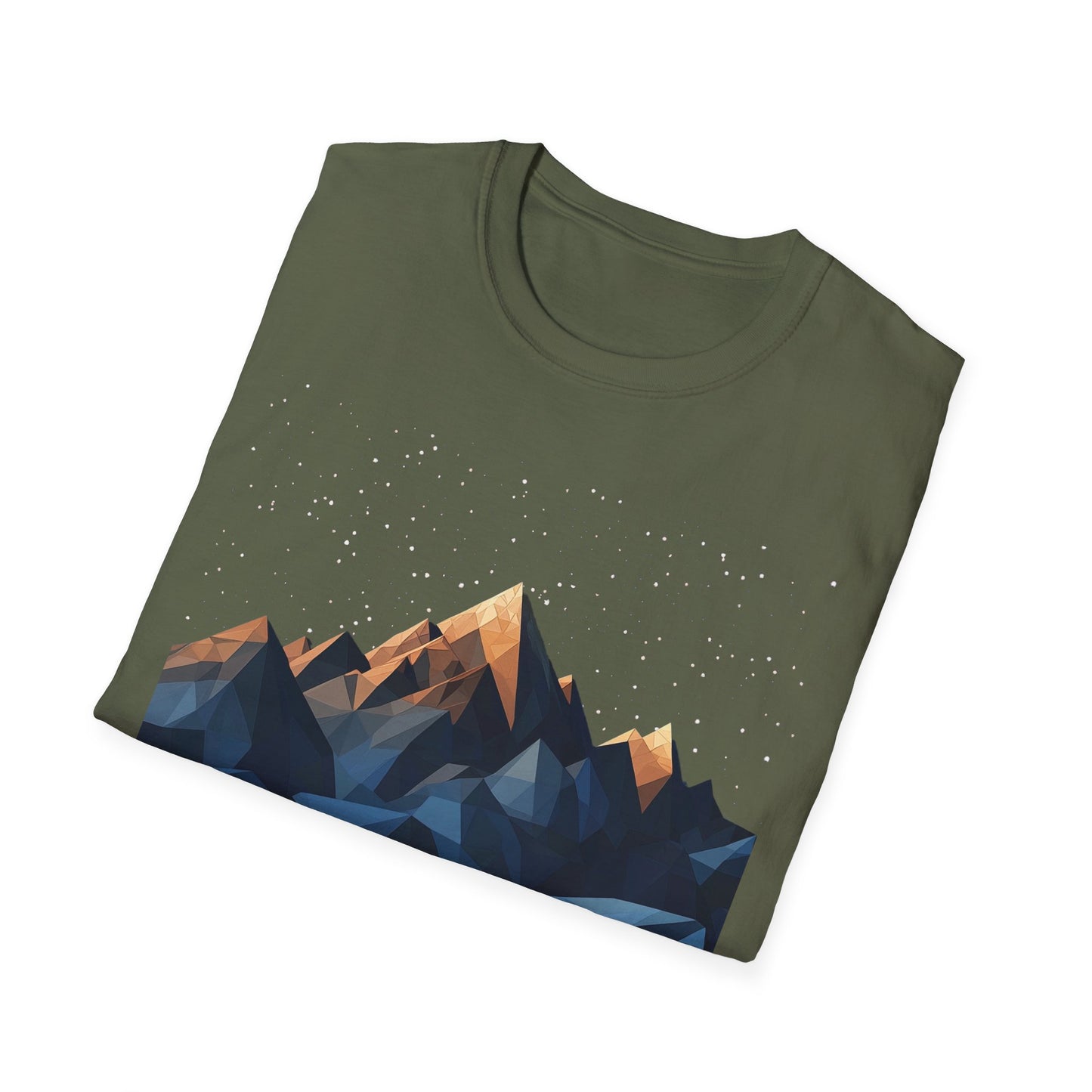 Geometric Mountain Night Sky T-Shirt - Abstract Nature Graphic Tee - Hiking and Adventure Outdoor Apparel - Men's Outdoor Shirt Gift