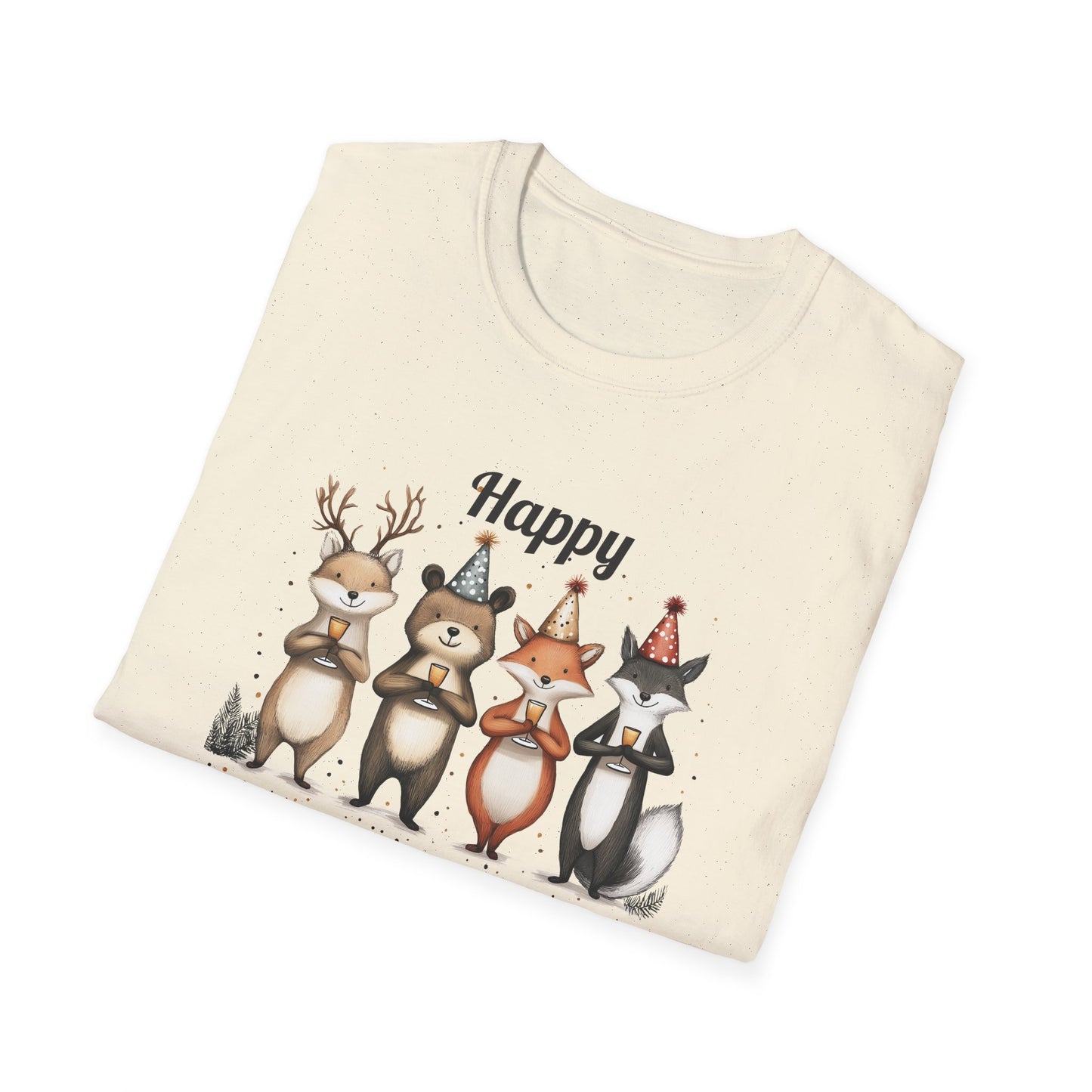 Happy New Year Forest Woodland Animals T-shirt | New Year Party Tee for Animal Lovers | Cute New Year's Eve 2025 Shirt