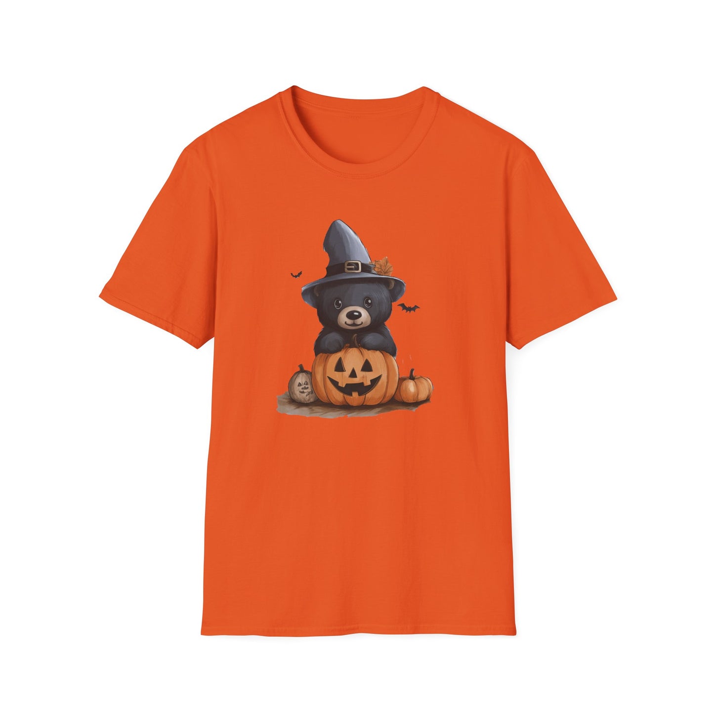 Cute Halloween Bear T-Shirt | Adorable Forest Animal with Pumpkin Design | Witch Bear Halloween Tee