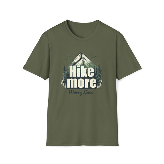 Hike More Worry Less T-Shirt, Outdoor Hiking Graphic Tee, Mountain Lover Gift, Adventure Clothing, Unisex Hiking Apparel