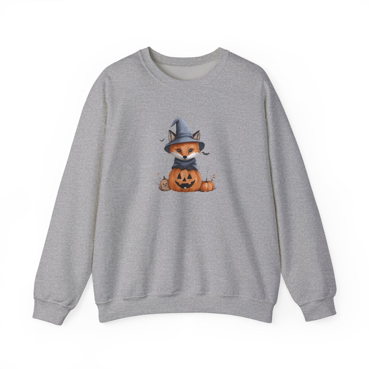 Cute Fox Halloween Sweatshirt - Witch Fox in Pumpkin Graphic - Spooky Season Fall Apparel - Halloween Gift for Fox Lovers