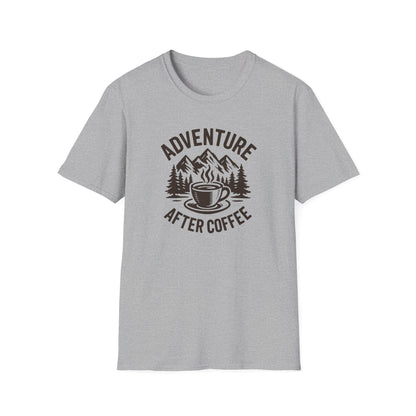 Adventure After Coffee Shirt | Coffee Hiking Tee for Nature Lovers | Minimalist Mountain Graphic T-Shirt | Outdoorsy Gift for Him or Her