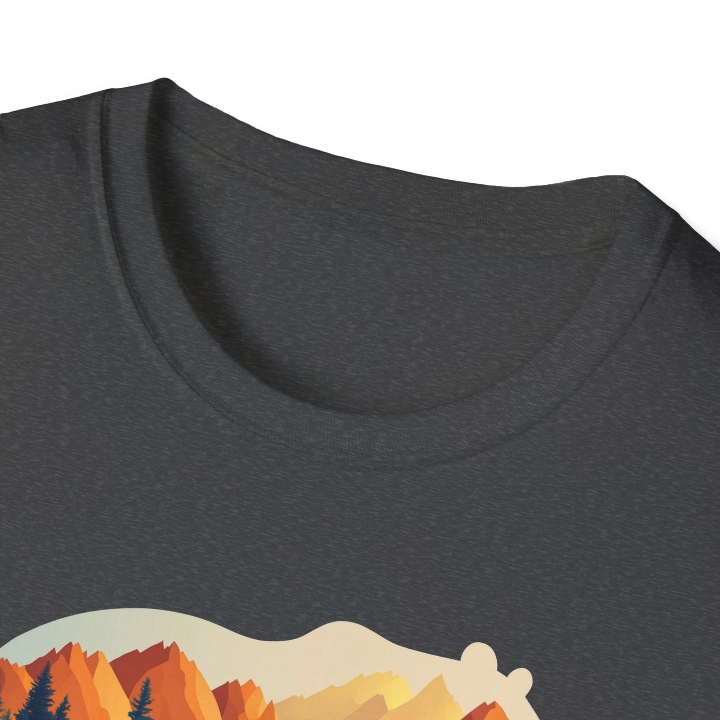 Mountain Bear Graphic T-Shirt - Scenic Sunset Landscape with Forest and Lake - Outdoor Adventure Wildlife Nature Tee