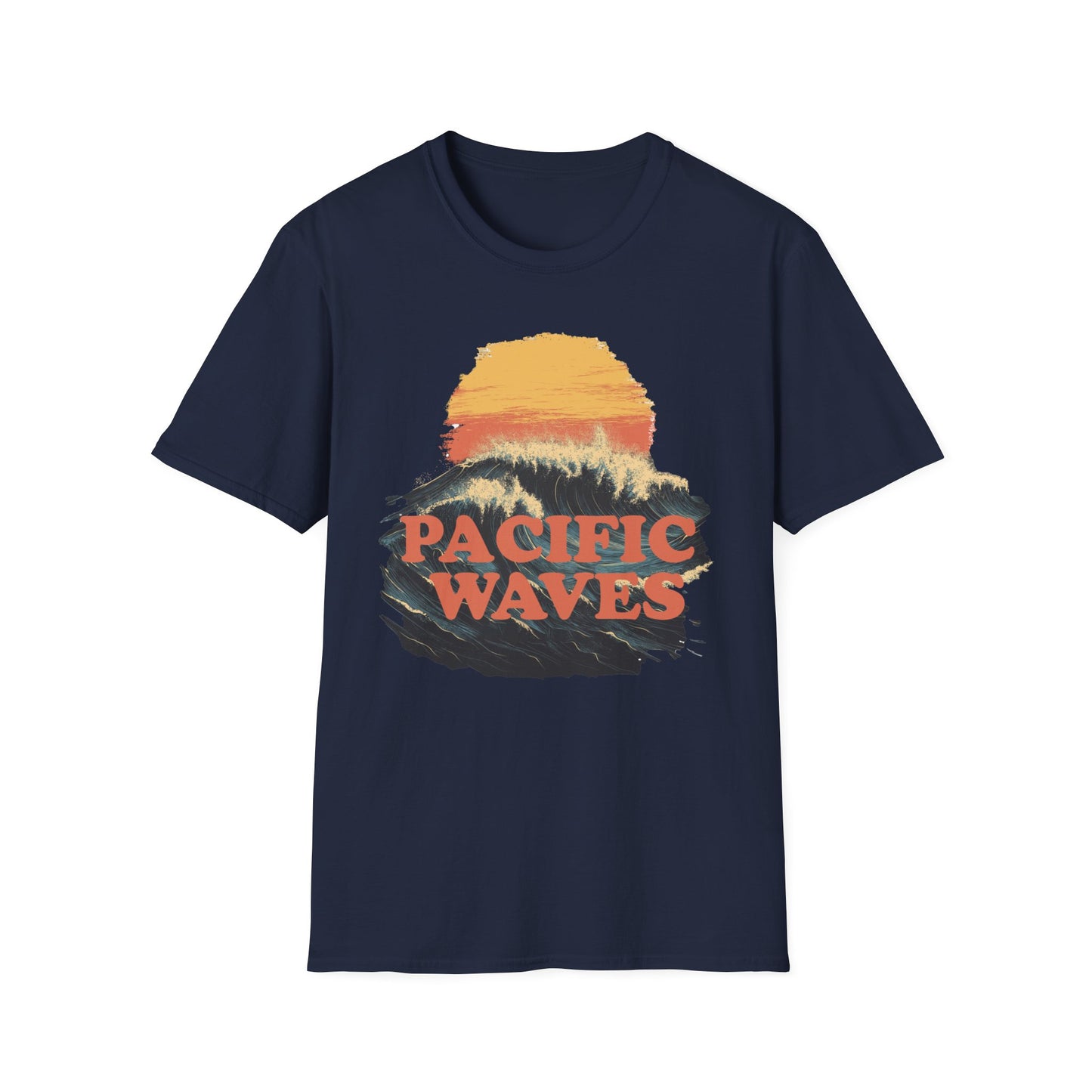 Pacific Waves Retro California Surfing T-Shirt - Vintage Sunset Surf Tee - Beach Vibes, Surf Lover Gift, Gift for Him, Men's Surfing Tee