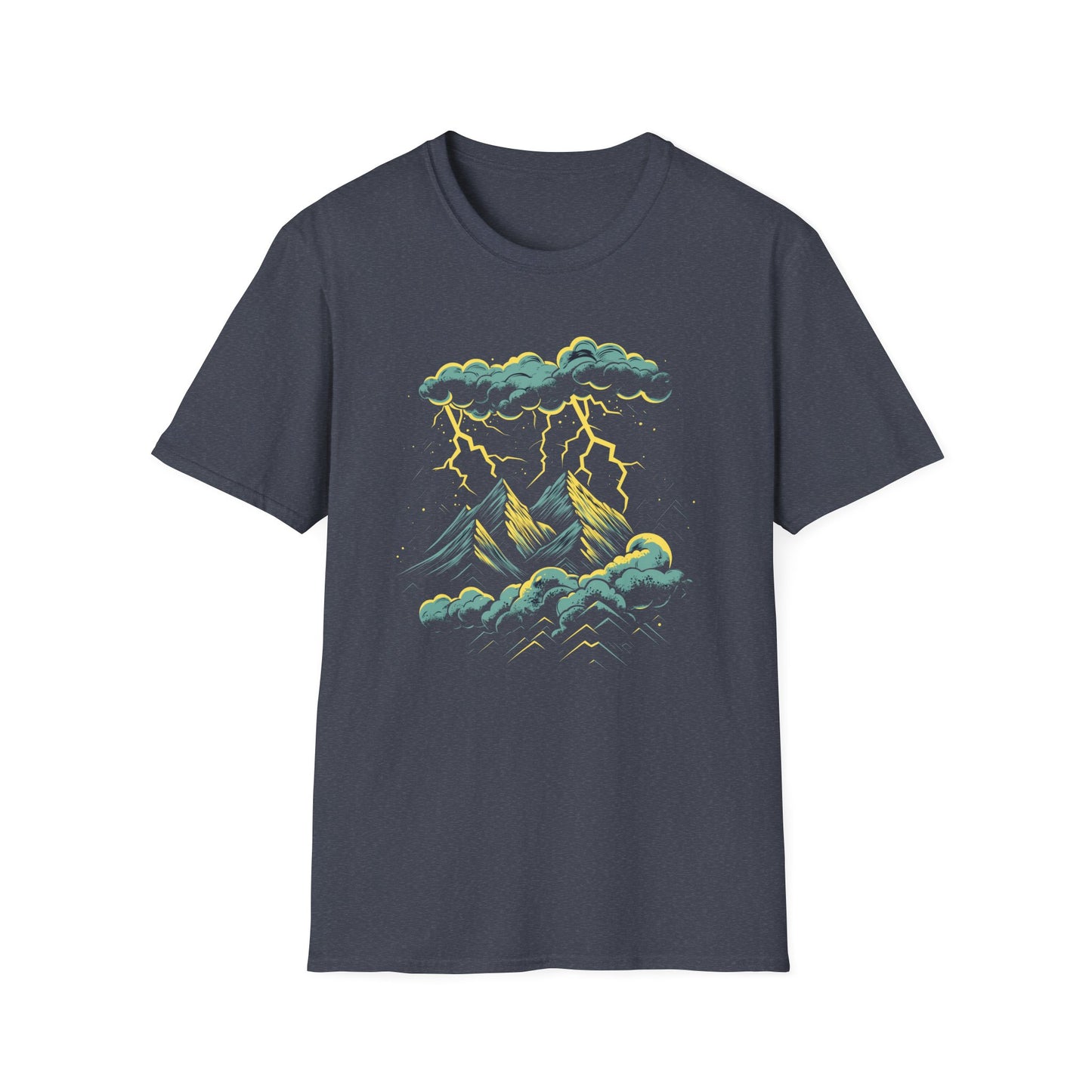 Mountain Storm Unisex T-Shirt, Nature Scene Lightning Graphic Tee, Outdoor Adventure Shirt, Hiking Gift, Nature Lover Top