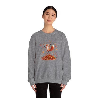 Fox Jumping in Autumn Leaves Sweatshirt | Cozy Fall Sweatshirt | Cute Nature Lover Pullover | Perfect Autumn Gift for Outdoor Enthusiasts