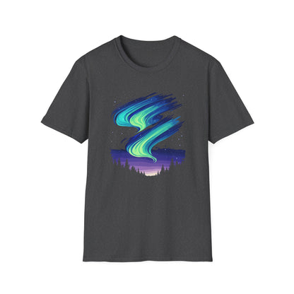 Northern Lights T-Shirt Aurora Borealis Minimalistic Top for Stargazers and Outdoor Enthusiasts, Casual Nature Graphic Tee Gift