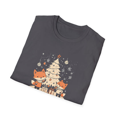 Fox Family Christmas Tree T-Shirt | Cute Holiday Animal Graphic Tee | Festive Christmas Shirt for Nature Lovers | Perfect Winter Gift