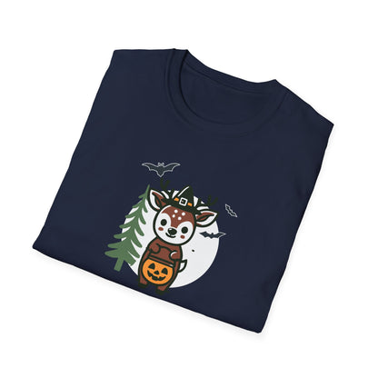 Cute Deer Halloween Trick or Treat T-Shirt | Adorable National Park Animal Illustration Tee | Perfect for Halloween and Nature Lovers