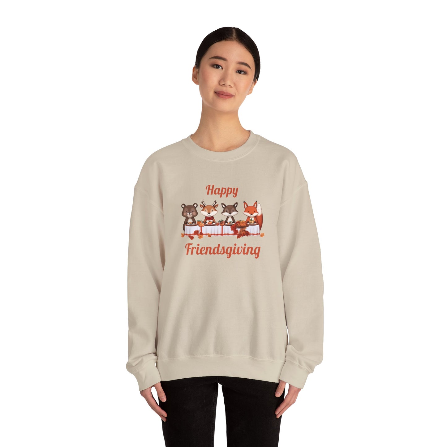 Cute Forest Animals Friendsgiving Thanksgiving Sweatshirt - Fall Cozy Crewneck for Animal Lovers | Happy Thanksgiving & Pumpkin Season Shirt