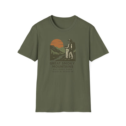 Great Smoky Mountains National Park Shirt | Vintage Hiking T-Shirt with Coordinates | Smoky Mountains Hiker Gift | Retro Nature Lover Tee