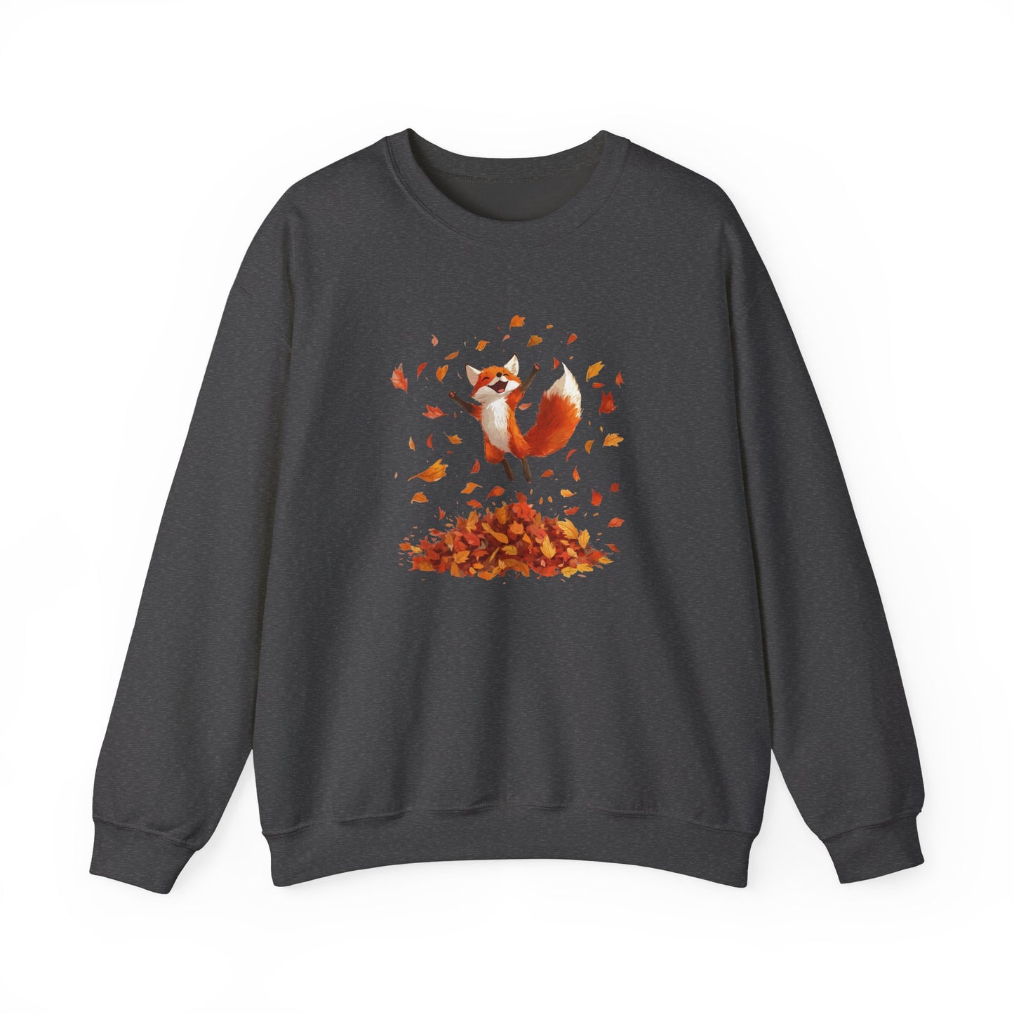 Fox Jumping in Autumn Leaves Sweatshirt | Cozy Fall Sweatshirt | Cute Nature Lover Pullover | Perfect Autumn Gift for Outdoor Enthusiasts