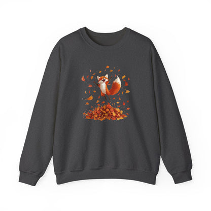 Fox Jumping in Autumn Leaves Sweatshirt | Cozy Fall Sweatshirt | Cute Nature Lover Pullover | Perfect Autumn Gift for Outdoor Enthusiasts