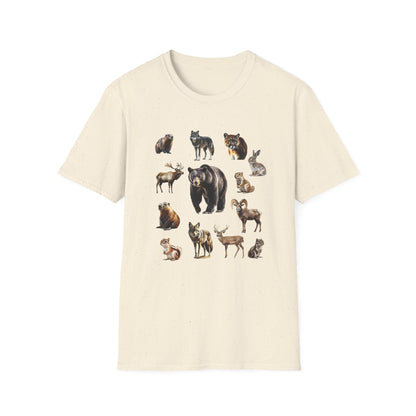 Rocky Mountain Wildlife T-Shirt - North American Wildlife Graphic Tee, Nature Lover & Hiker Shirt, Wildlife Gift for Animal Lovers