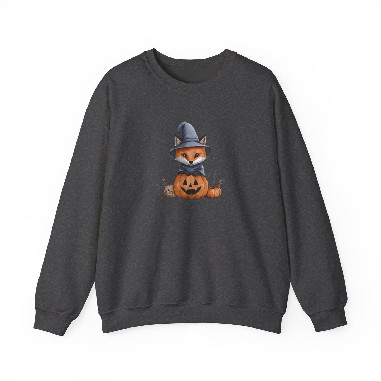 Cute Fox Halloween Sweatshirt - Witch Fox in Pumpkin Graphic - Spooky Season Fall Apparel - Halloween Gift for Fox Lovers