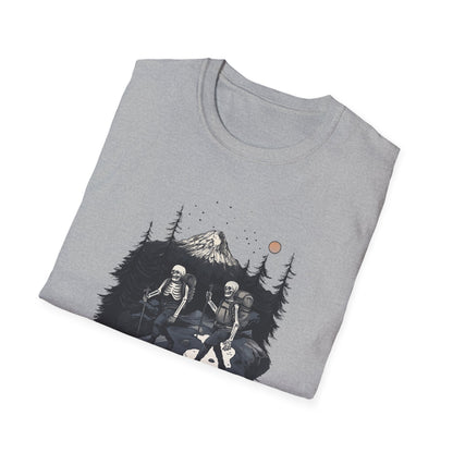 Skeleton Hiking Halloween T-Shirt | Mountain Wilderness Tee for Nature Lovers & Outdoor Enthusiasts