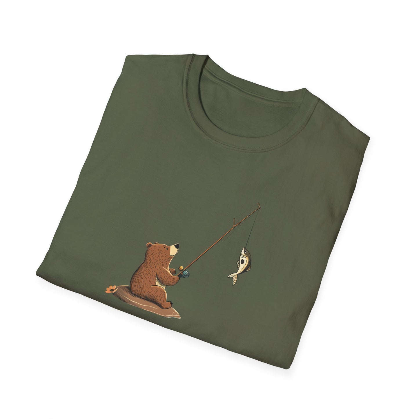 Bear Fishing Shirt, Fun Outdoors Graphic Tee, Gift for Fishermen and Wildlife Lovers, Cute Animal T-Shirt, Fishing Gift for Men and Women