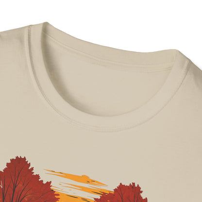 Autumn Adventure Awaits T-Shirt | Fall Nature Graphic | Covered Bridge Fall Shirt | Autumn Road Trip Shirt | Fall Apparel for Nature Lovers