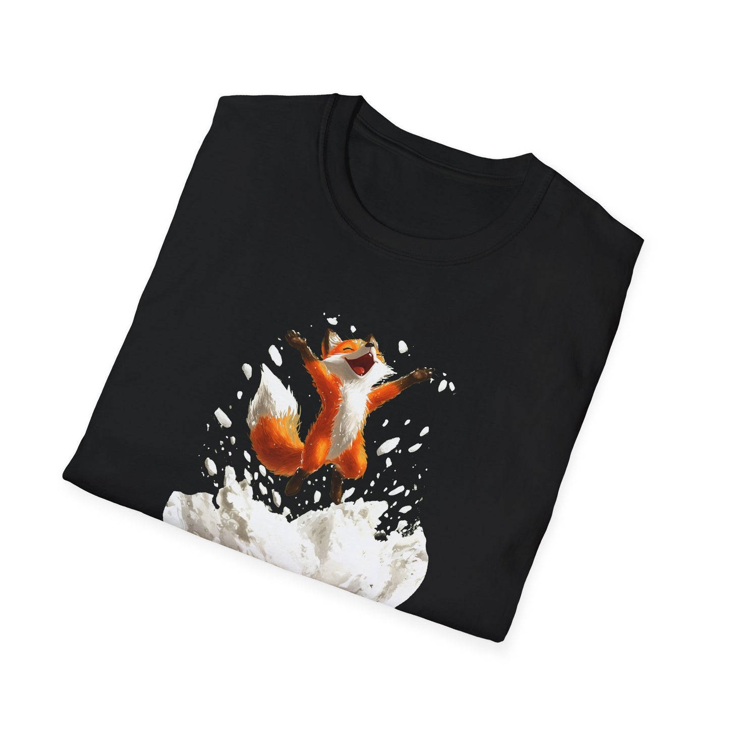 Playful Fox Jumping in Snow T-Shirt | Winter Wonderland Graphic Tee | Cute Animal Shirt for Nature Lovers | Fun Winter Apparel Gift