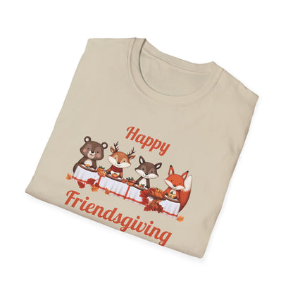 Cute Forest Animals Friendsgiving Thanksgiving T-Shirt - Fall Cozy Tee for Animal Lovers | Happy Thanksgiving & Pumpkin Season Shirt