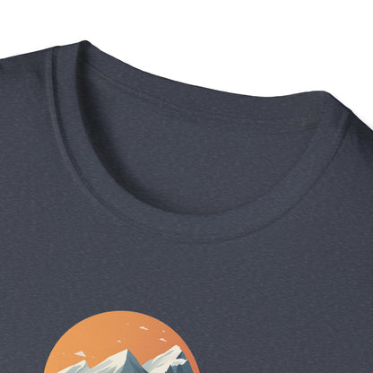 Mountain Sunset Isometric Landscape T-Shirt, Nature Scene Tee, Wilderness Hiking Shirt, Outdoor Adventure Top, Wildlife Graphic Tee