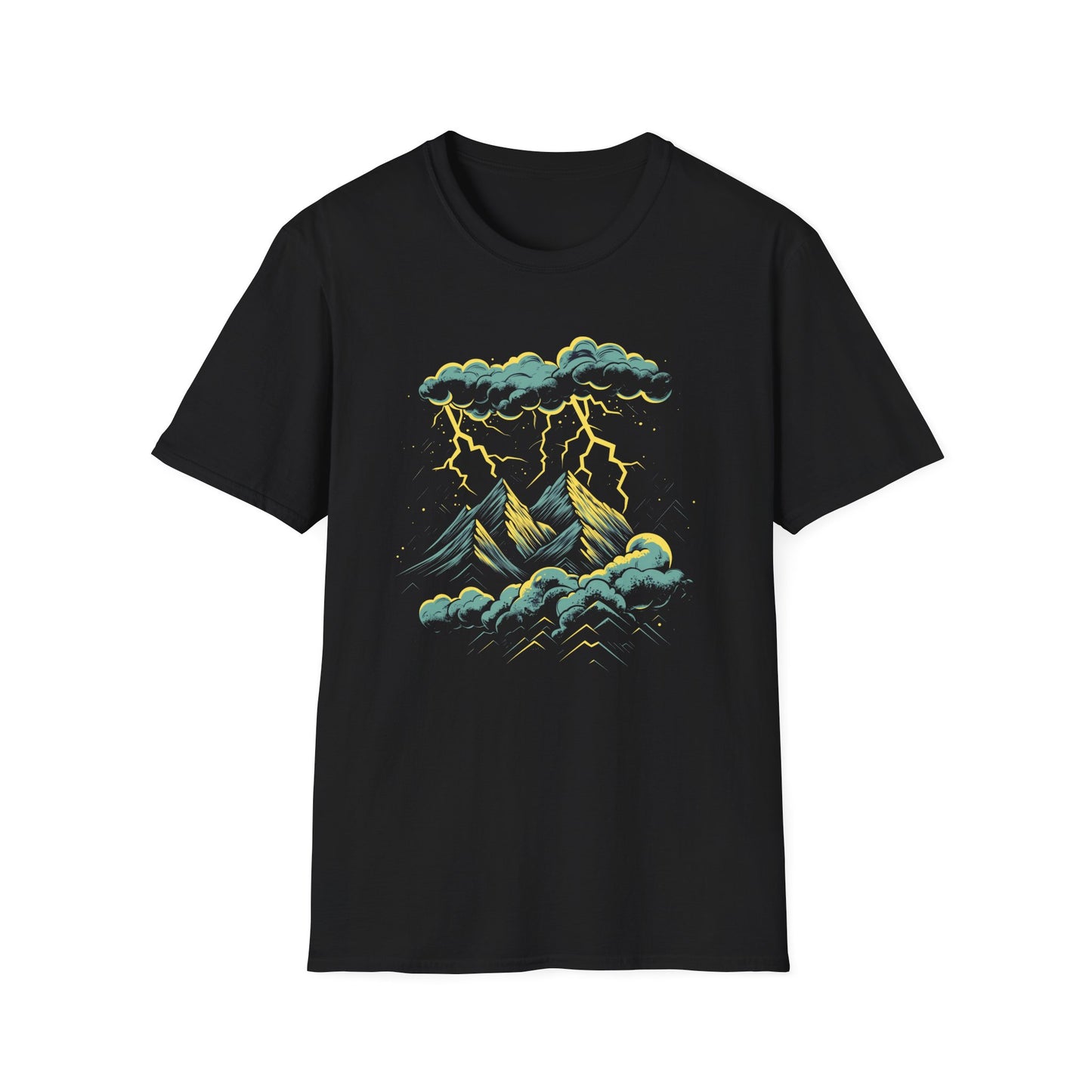 Mountain Storm Unisex T-Shirt, Nature Scene Lightning Graphic Tee, Outdoor Adventure Shirt, Hiking Gift, Nature Lover Top