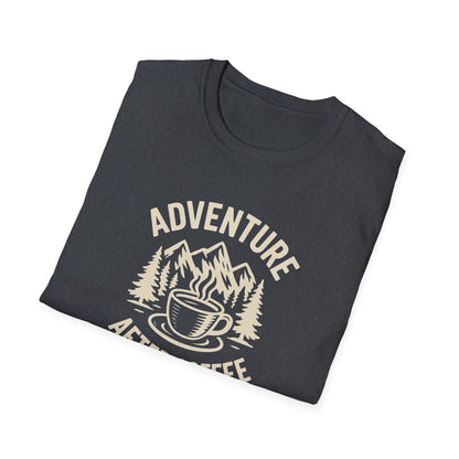 Adventure After Coffee Shirt | Coffee Hiking Tee for Nature Lovers | Minimalist Mountain Graphic T-Shirt | Outdoorsy Gift for Him or Her