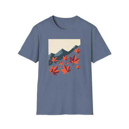 Autumn Leaves and Mountain T-Shirt - Fall Nature Graphic Tee - Perfect Autumn Hike Shirt - Cozy Outdoor Autumn Apparel