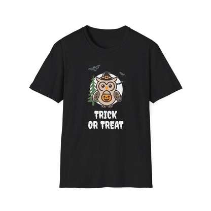 Cute Owl Halloween Trick or Treat T-Shirt | Adorable National Park Animal Illustration Tee | Perfect for Halloween and Nature Lovers