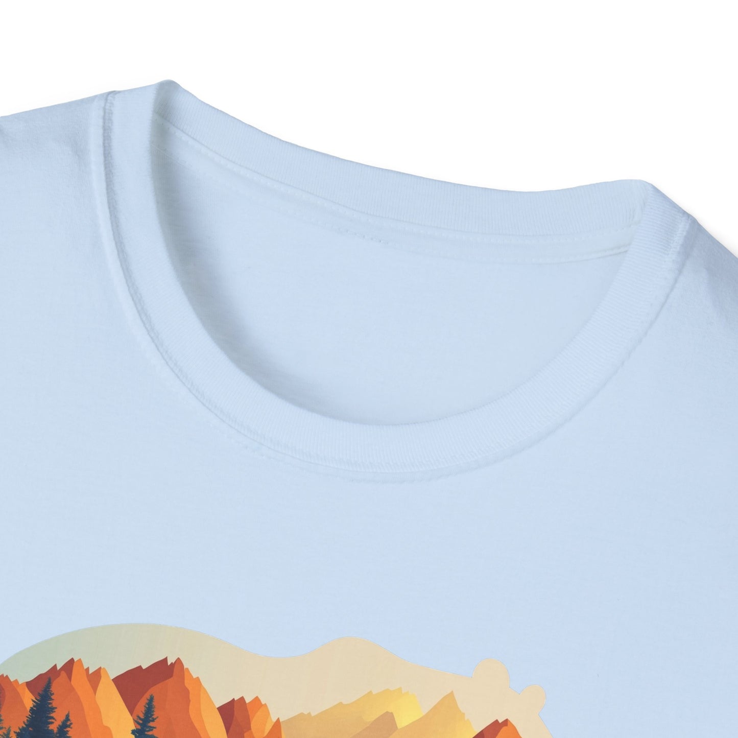 Mountain Bear Graphic T-Shirt - Scenic Sunset Landscape with Forest and Lake - Outdoor Adventure Wildlife Nature Tee