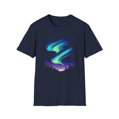 Northern Lights T-Shirt Aurora Borealis Minimalistic Top for Stargazers and Outdoor Enthusiasts, Casual Nature Graphic Tee Gift