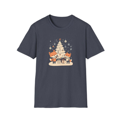 Fox Family Christmas Tree T-Shirt | Cute Holiday Animal Graphic Tee | Festive Christmas Shirt for Nature Lovers | Perfect Winter Gift