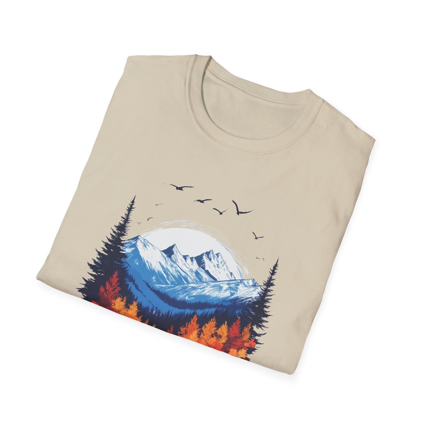 Falling Leaves, Rising Snow T-Shirt, Fall to Winter Transition Tee, Mountain Adventure Shirt, Outdoor Lovers Gift