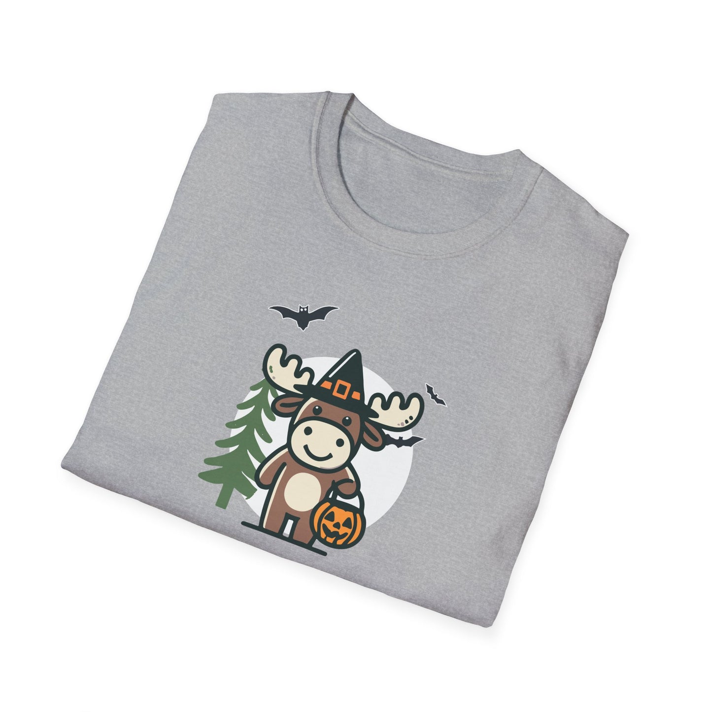 Cute Moose Halloween Trick or Treat T-Shirt | Adorable National Park Animal Illustration Tee | Perfect for Halloween and Nature Lovers