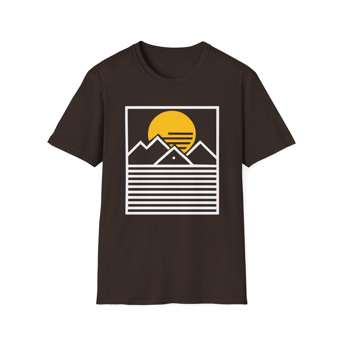 Minimal Rising Sun over the Mountains Graphic T-Shirt | Unisex